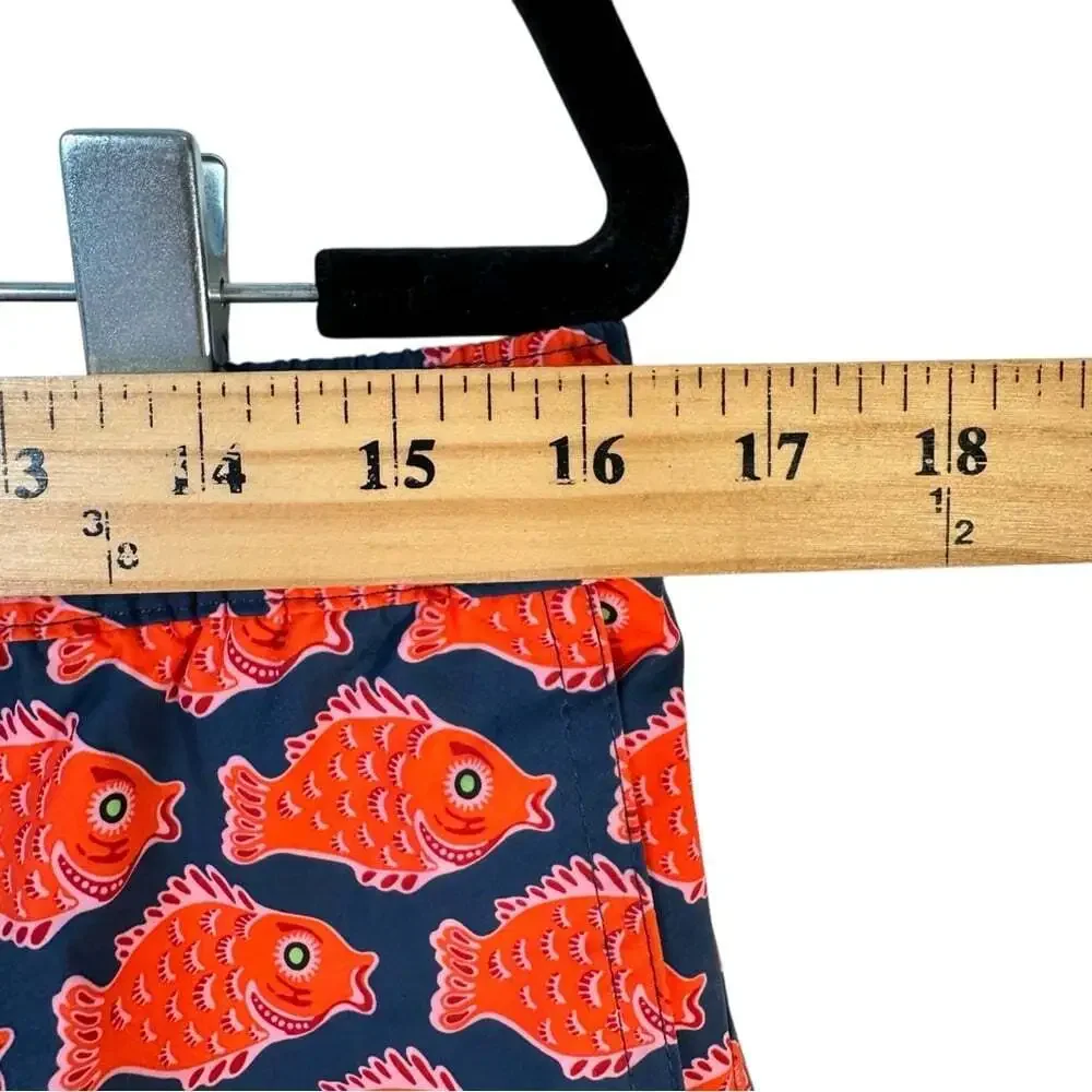 Swims Nuotare Swim Shorts Fish Print Ensign Blue Size Medium Drawstring Lined